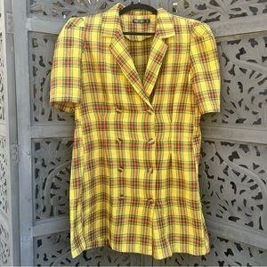 Nasty Gal double breasted plaid mini dress / sz 10